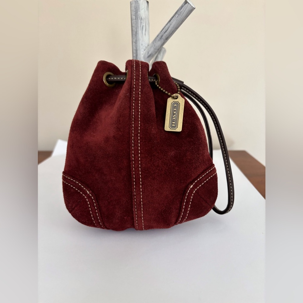 Coach Burgundy Suede Wristlet